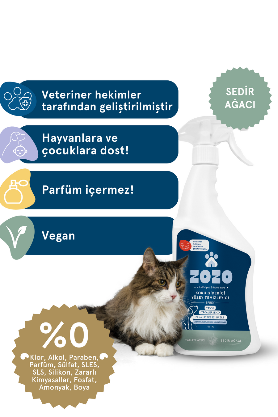 Evcil Hayvan Leke Çıkarıcı & Koku Giderici Sprey - Hipoalerjenik - 750 ml