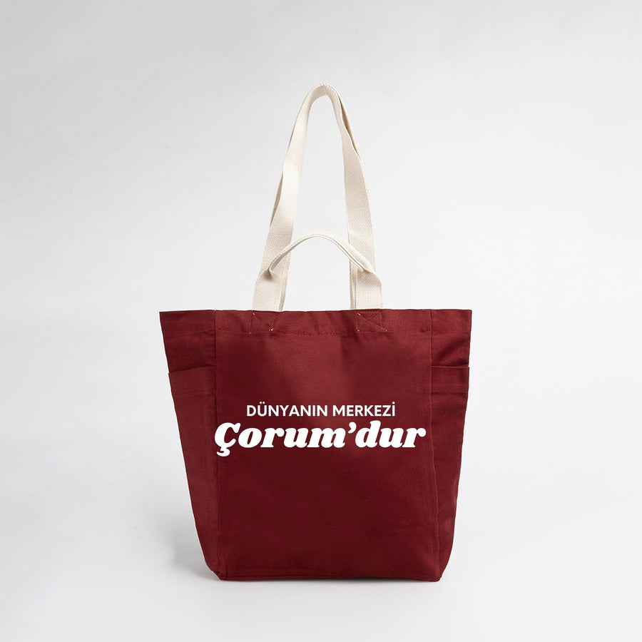 FULIQUE Dünya'nın Merkezi Çorum’dur KANVAS ÇANTA