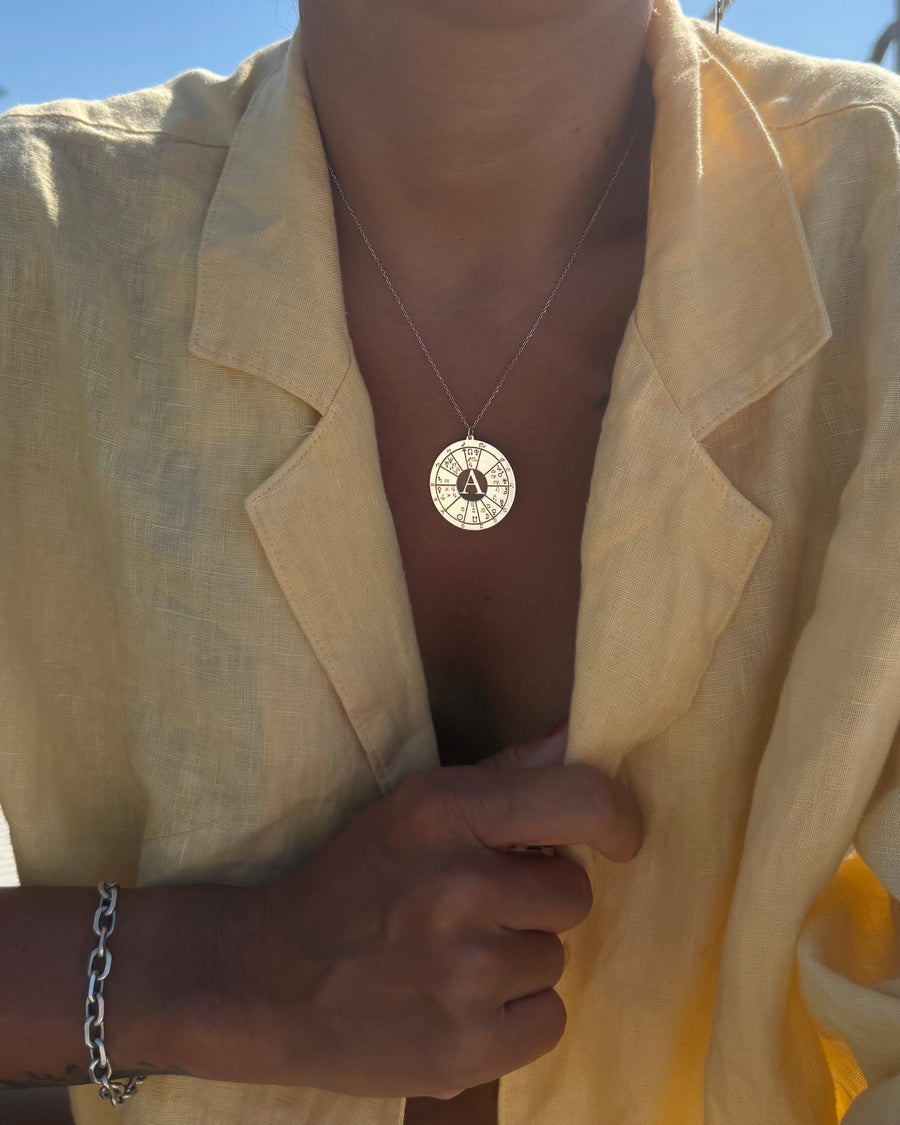 DOĞUM HARİTASI HARFLİ GÜMÜŞ KOLYE