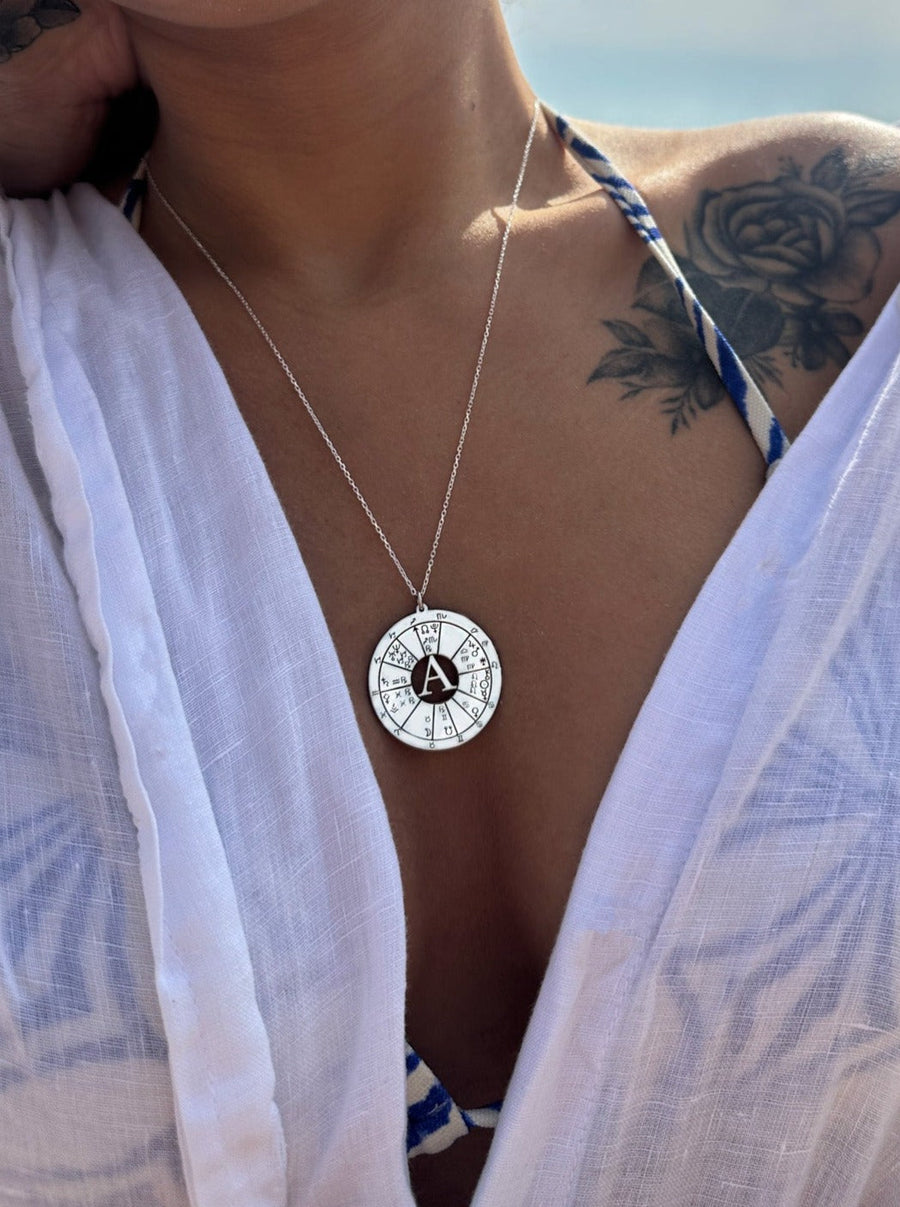 DOĞUM HARİTASI HARFLİ GÜMÜŞ KOLYE