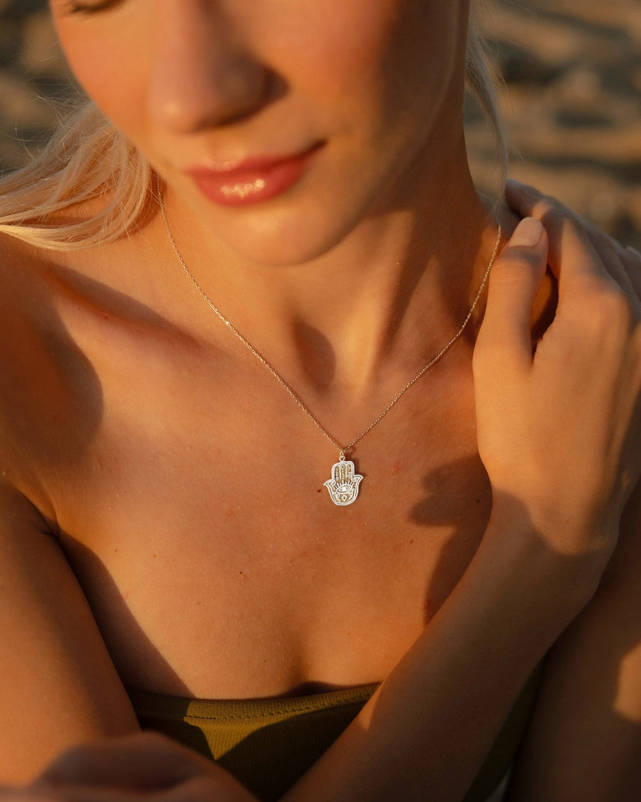 HAMSA GÜMÜŞ KOLYE