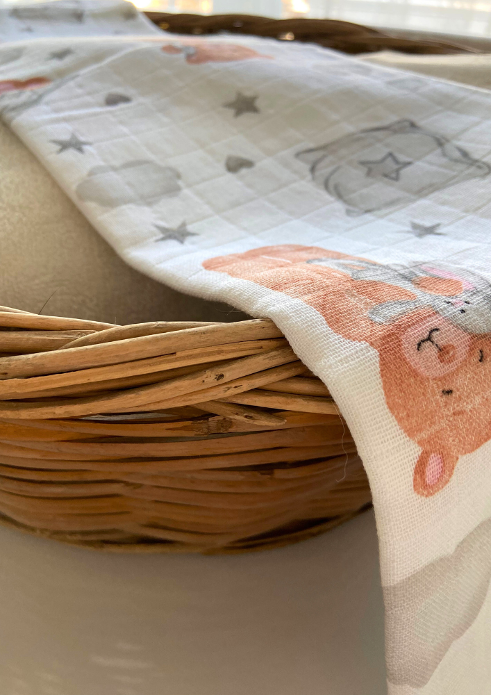 %100 Organik Pamuk Muslin Örtü / Bebek Battaniyesi 2'li Set - Orman