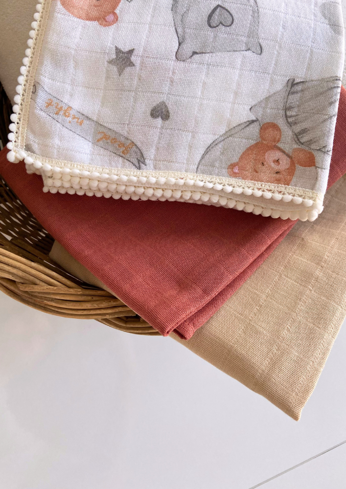 %100 Organik Pamuk Muslin Örtü / Bebek Battaniyesi 2'li Set - Orman