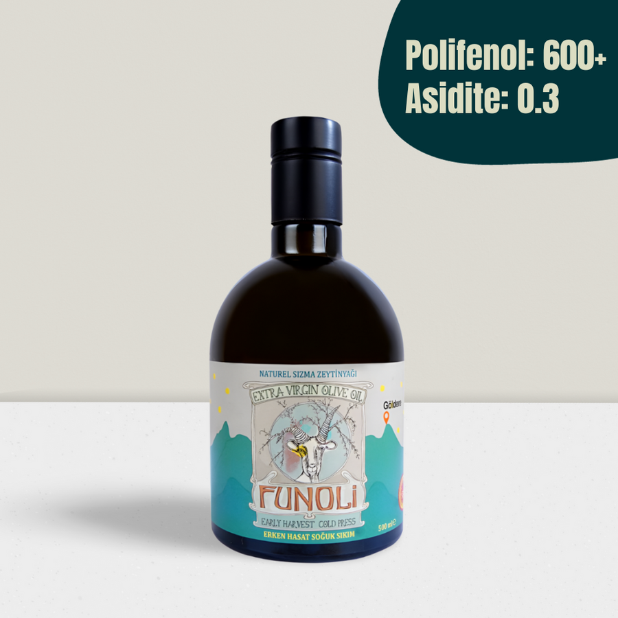 Funoli Premium Göldere Yüksek Polifenol (600+) Soğuk Sıkım Natürel Sızma Zeytinyağı 500ml.