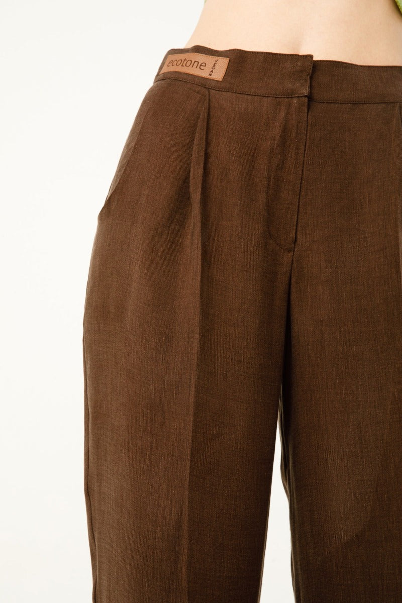 ROJI - Keten & İpek Pantolon | Kahverengi