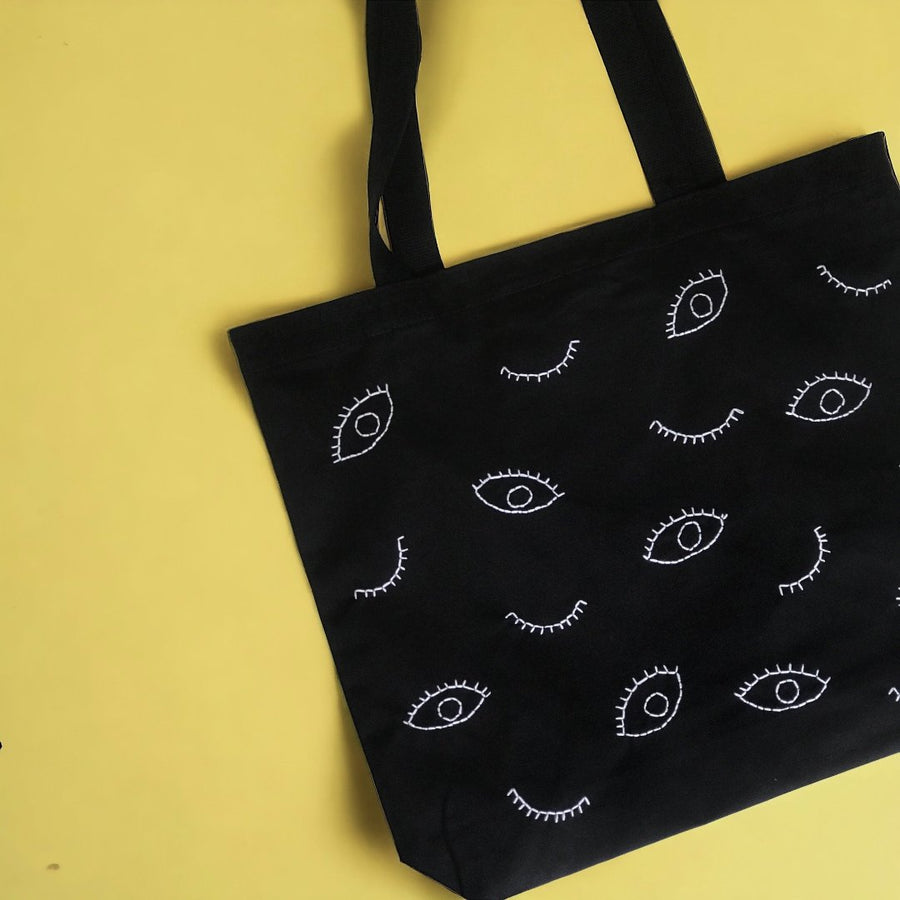 EYES BLACK LARGE TOTE BAG