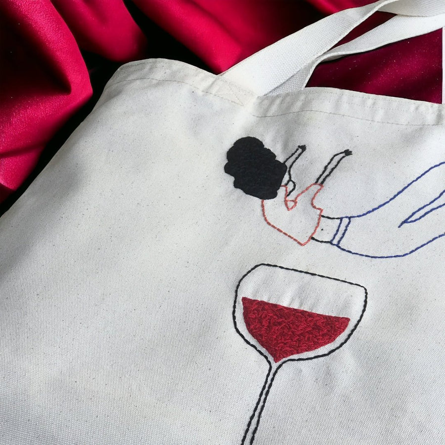 FALLING INTO WINE LARGE TOTE BAG