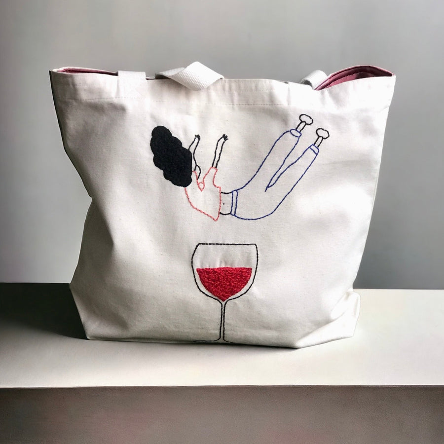 FALLING INTO WINE LARGE TOTE BAG