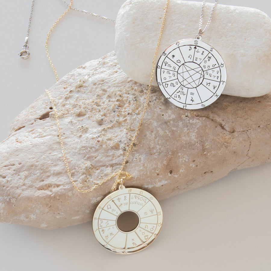 DOĞUM HARİTASI HARFLİ GÜMÜŞ KOLYE