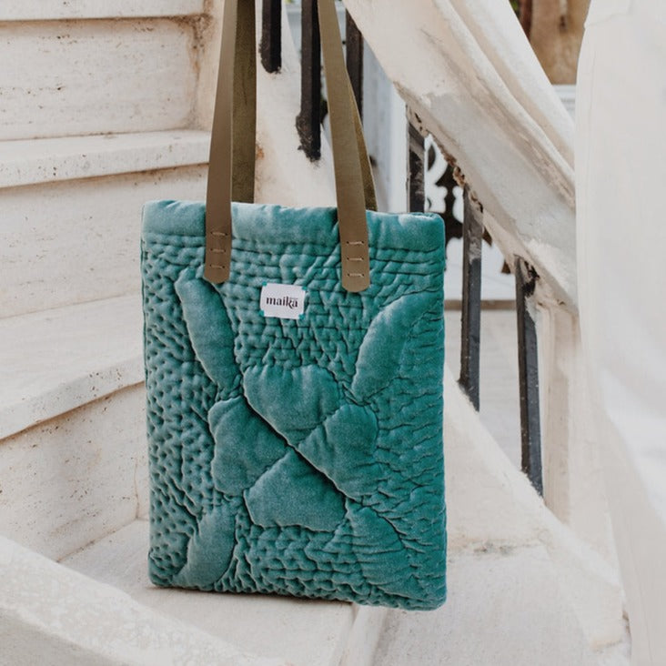 Nana Velvet Tote Bag | Çağla Yeşili
