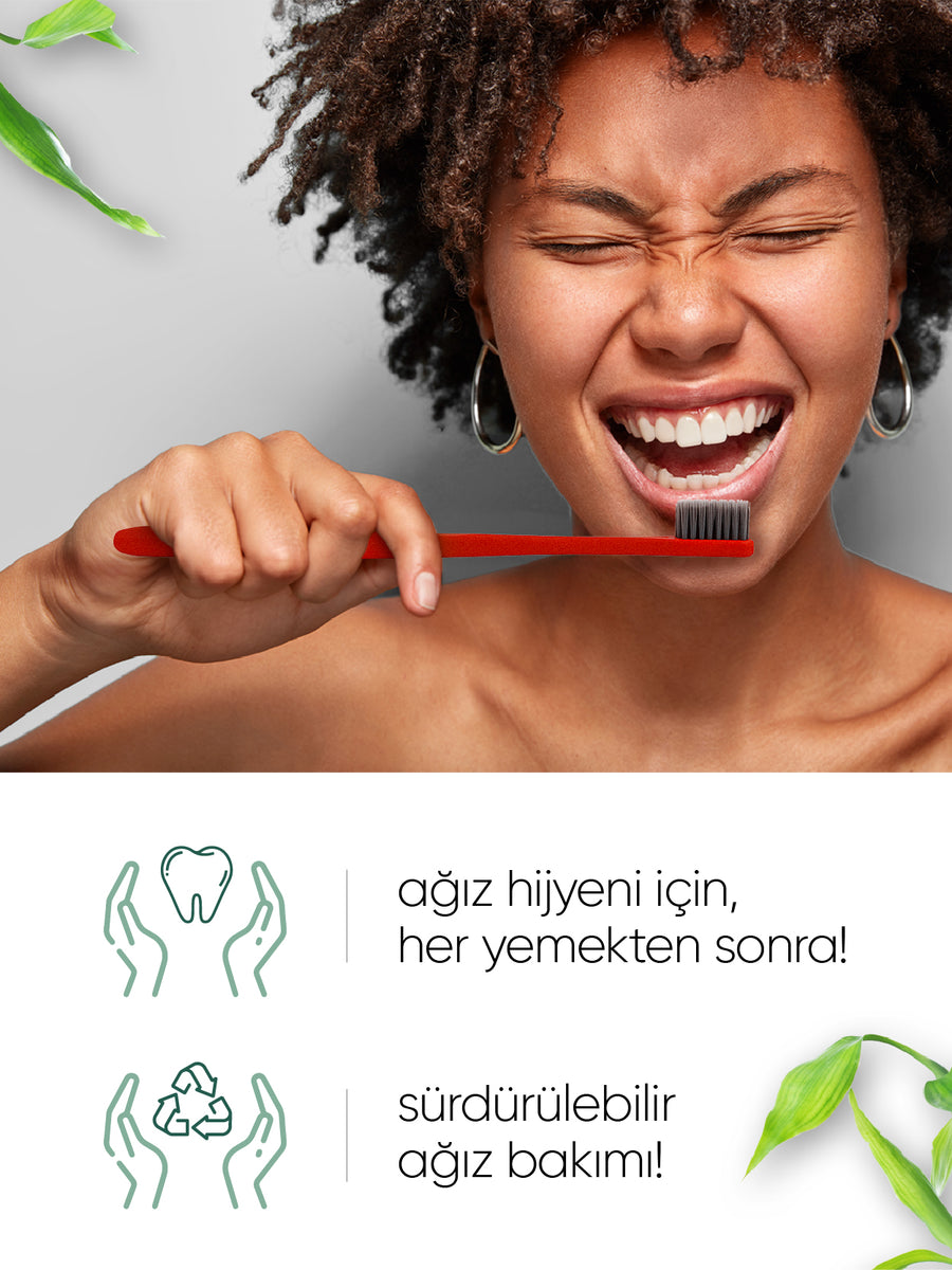 T-Brush Bioçözünür Diş Fırçası – Kırmızı Renk – Orta Sert