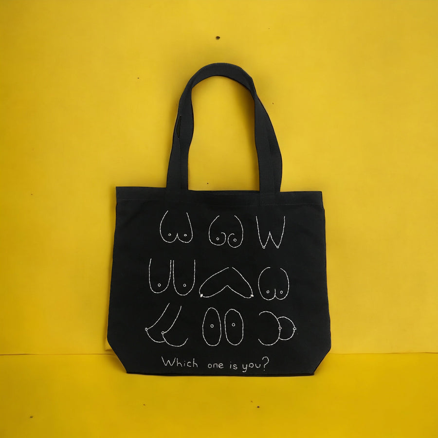 WHICH ONE ARE YOU BLACK LARGE TOTE BAG