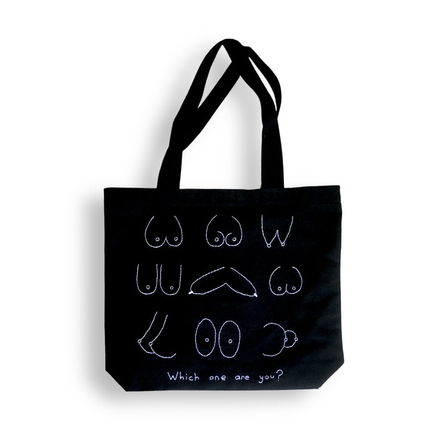 WHICH ONE ARE YOU BLACK LARGE TOTE BAG