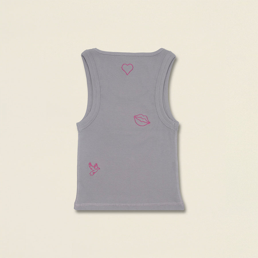 Afrodit İlhamlı Nakış Kolsuz Tank Top (Gri)