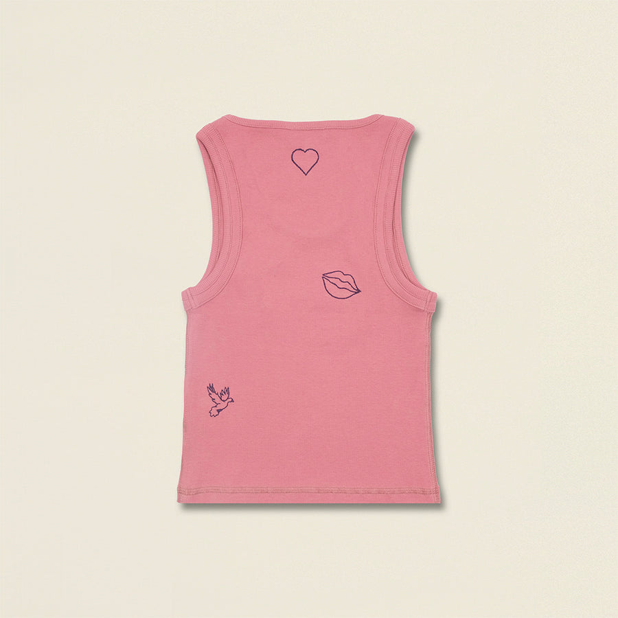 Afrodit İlhamlı Nakış Kolsuz Tank Top (Pembe)