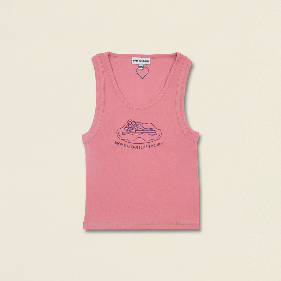 Afrodit İlhamlı Nakış Kolsuz Tank Top (Pembe)