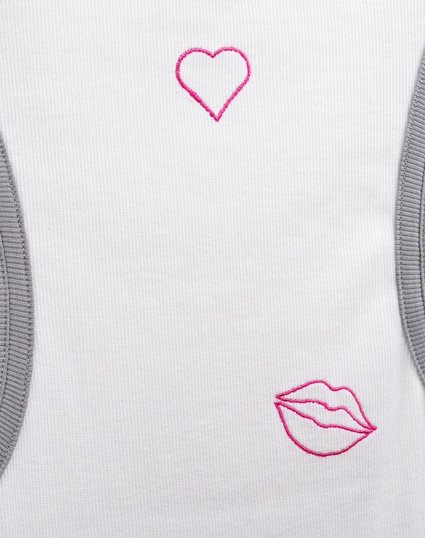 Afrodit İlhamlı Nakışlı Kolsuz Tank Top (Beyaz)