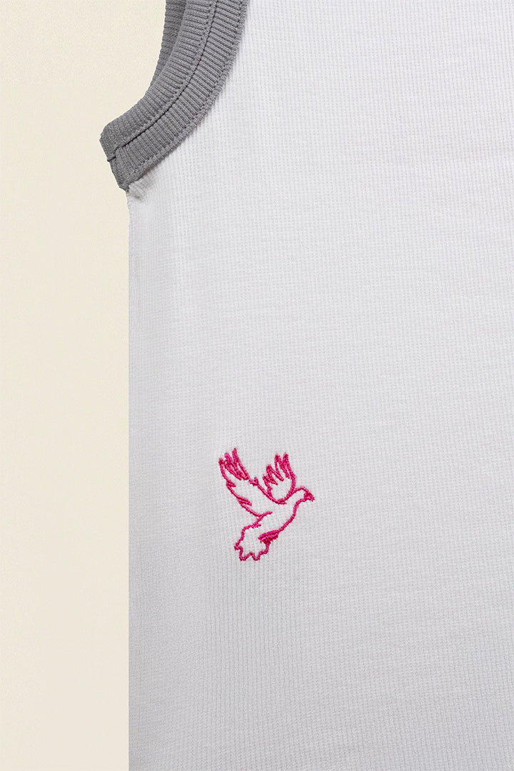 Afrodit İlhamlı Nakışlı Kolsuz Tank Top (Beyaz)