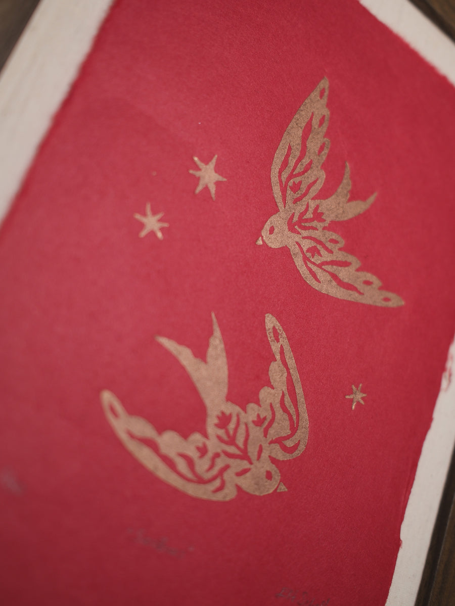 Swallows ✦ Orjinal Linöl Baskı