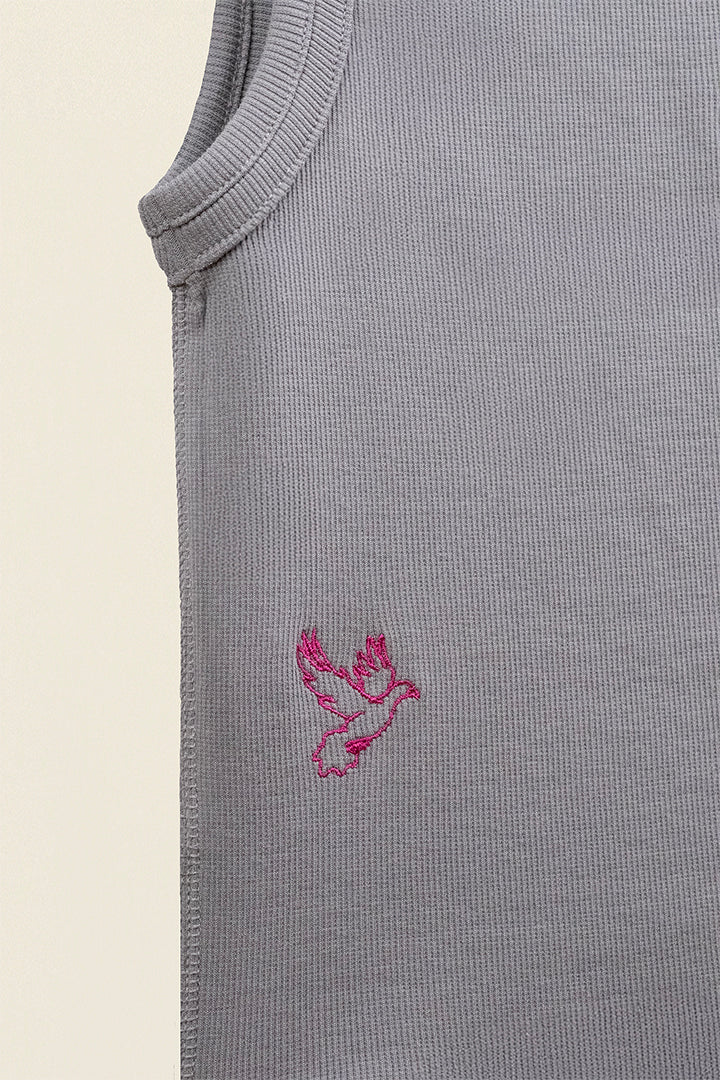 Afrodit İlhamlı Nakış Kolsuz Tank Top (Gri)