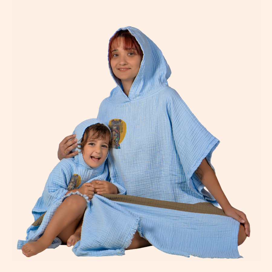 Yetişkin - Çocuk Takım Müslin Panço: Free Spirit Model