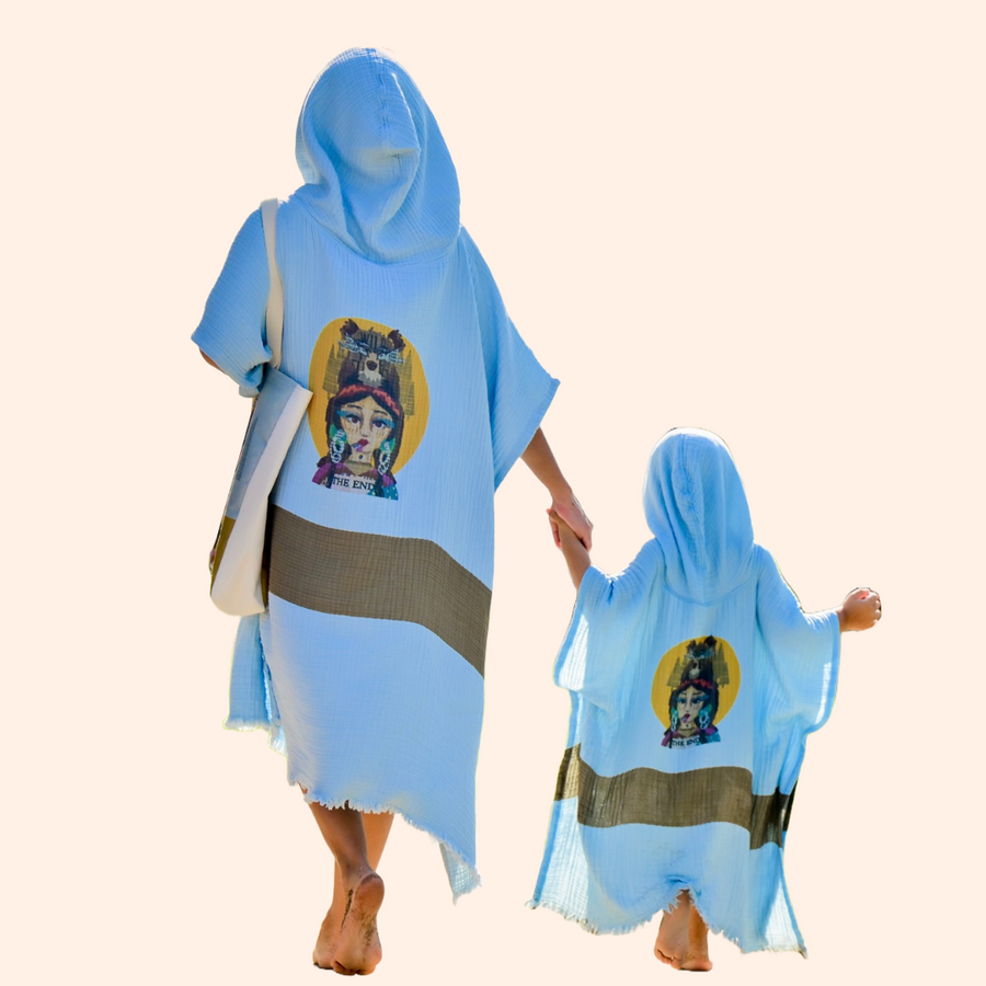 Yetişkin - Çocuk Takım Müslin Panço: Free Spirit Model