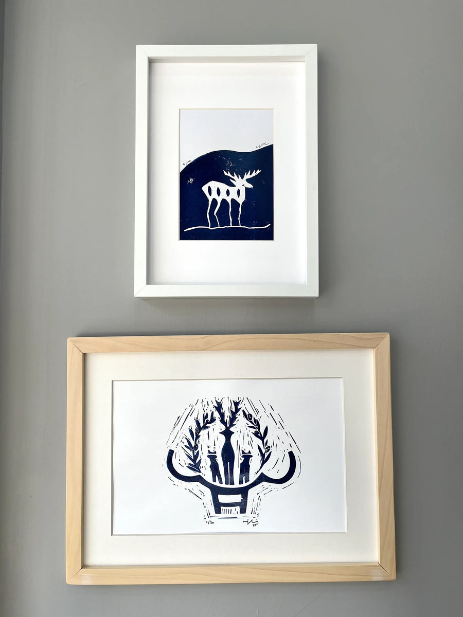 zeytin dalı güneş kursu // çerçeveli orijinal linol baskı