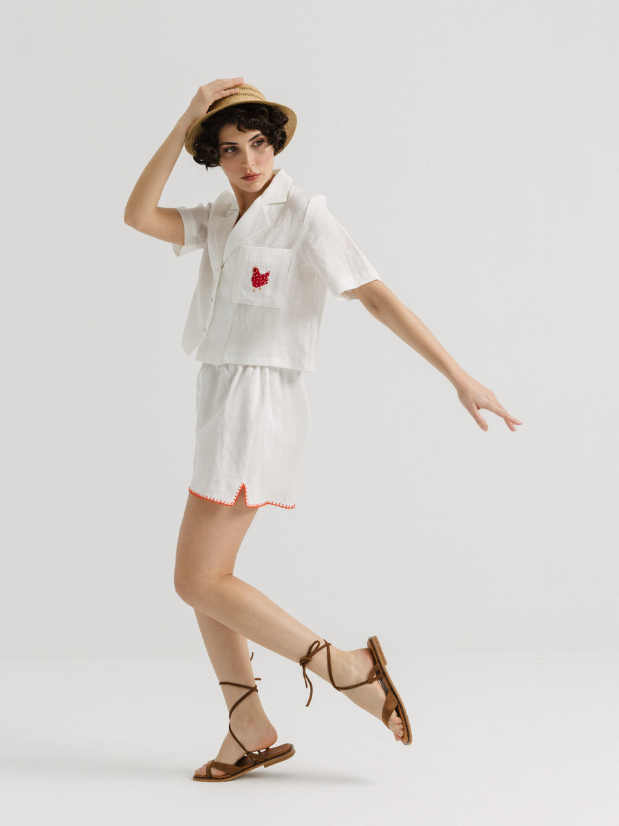 Craft Keten Horozlu Gömlek