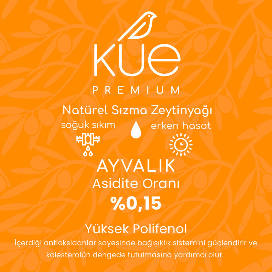 KUE Premium Seri Erken Hasat Soğuk Sıkım Natürel Sızma Zeytinyağı 2x500ml