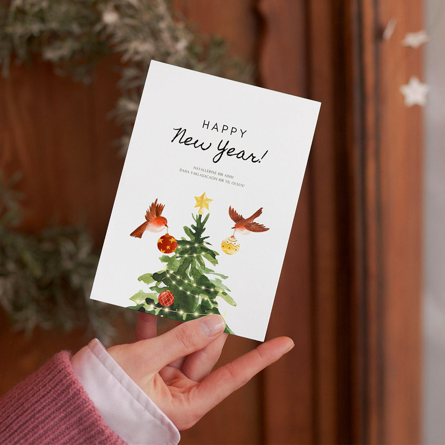 Yılbaşı Tebrik Kartı / Kartpostal / Kuşlar