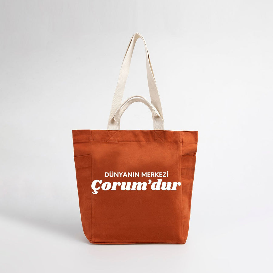 FULIQUE Dünya'nın Merkezi Çorum’dur KANVAS ÇANTA