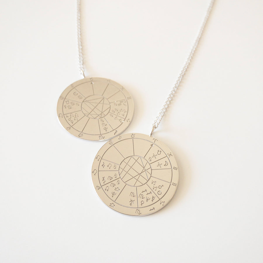 DOĞUM HARİTASI HARFLİ GÜMÜŞ KOLYE