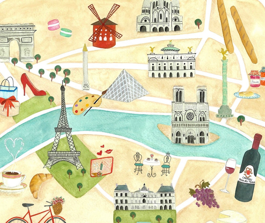 Paris Haritası Art Print