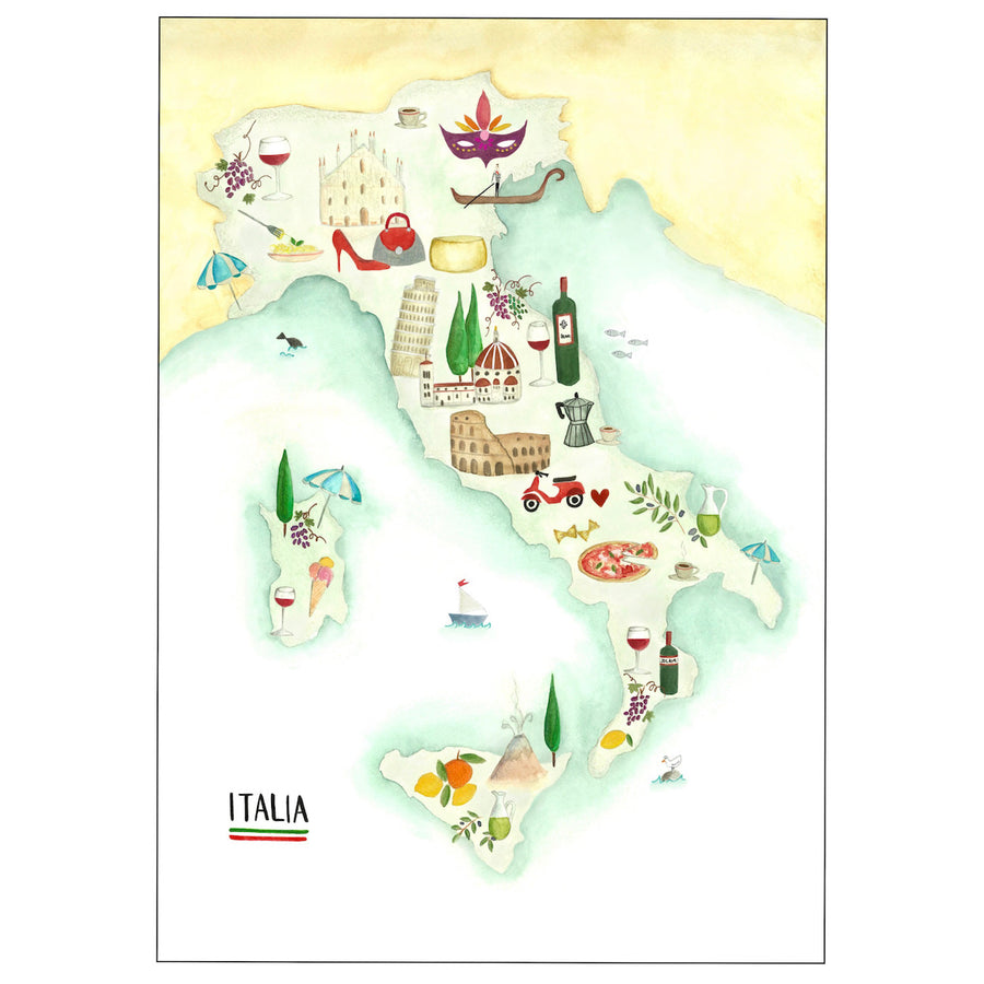 İtalya Haritası Art Print