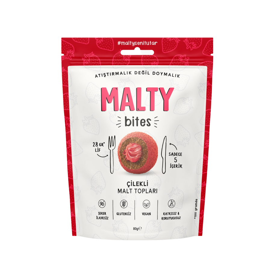 Malty Çilekli  Malt Topları 80 gr - 6 adet